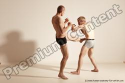 Underwear Martial art Man - Man White Moving poses Slim Short Blond Dynamic poses Academic